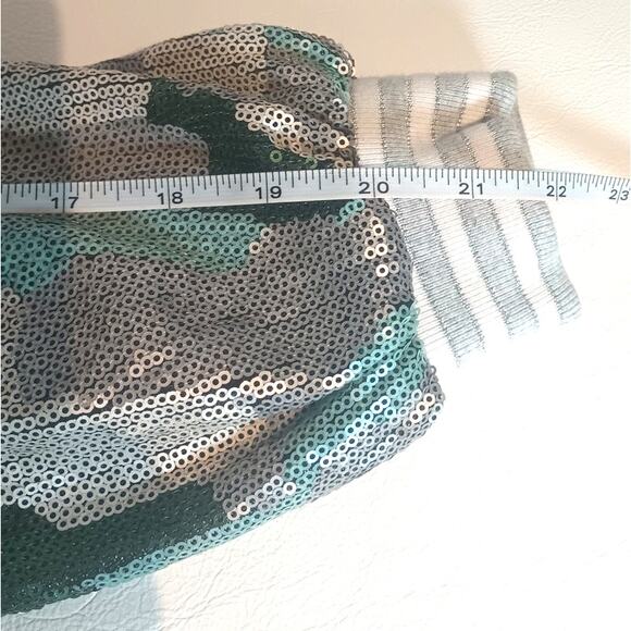 BOSTON PROPER XXS CAMO SEQUIN EMBELLISHED VARSITY FULL ZIP JACKET - Picture 7 of 12